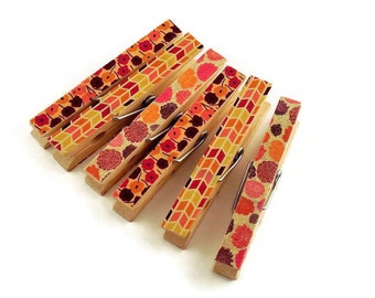 Altered Clothes Pin  Clips  Decorative  Wooden Clothespins Clothespin Magnets in Joyous