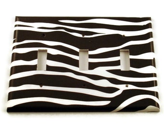 Triple Light Switch Cover  Switchplate Wall Decor  Light Switch Plate in   Zebra  (086T)