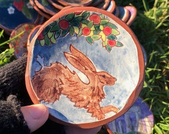 Apple Orchard Hare Palm Dish