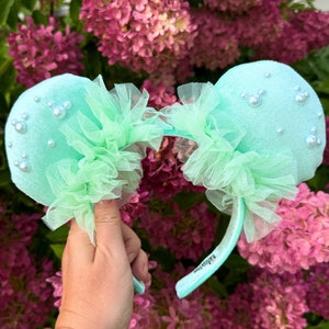 Mint Pixie Pearl Ears, Mouse Ears For Adults and Kids, Green Ears,, Character Ears, Womens Ears, Princess Bounding Outfit