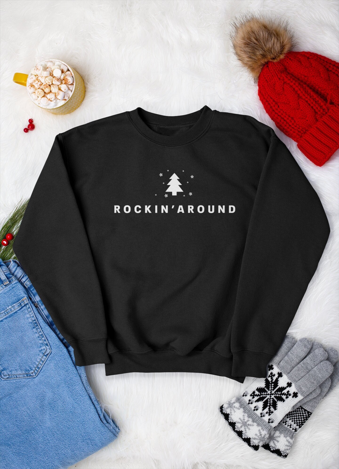 Christmas Tree Sweatshirt Rockin Around 