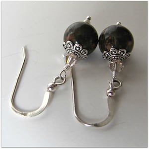 Rhyolite Gemstone Earrings: Sterling Silver, Swarovski Crystal, Beaded Dangles