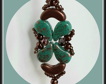 Turquoise, Copper Splash Seed Beaded Earrings,  Copper Ear wires, dangle earrings, Handmade, feather light, Ready to ship,