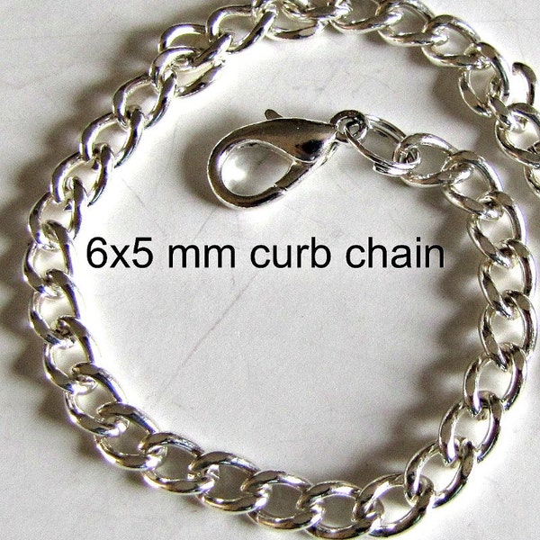 Heavy duty Lg Lobster Extender Chain, 2- 6 inch, Body Jewelry, silver plated Anklet, Bracelet, Necklace, Cord Extender. Lobster one end only