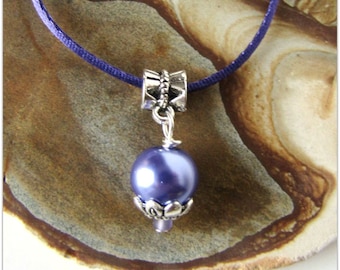 Pearl Pendant, Purple Necklace, Purple Pendant, Purple Choker Necklace, Brides Maid Pendant, Jewelry Accessory, Beaded Pendant,  Item 1135