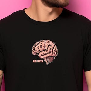 May include: Black t-shirt with a pink brain graphic and the text "BIG DATA" printed on the front.