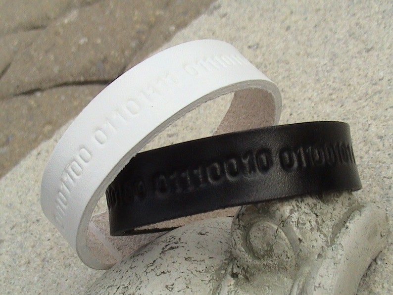 Custom BINARY CODE Leather Wristband 5/8 Inch Wide Band Etsy
