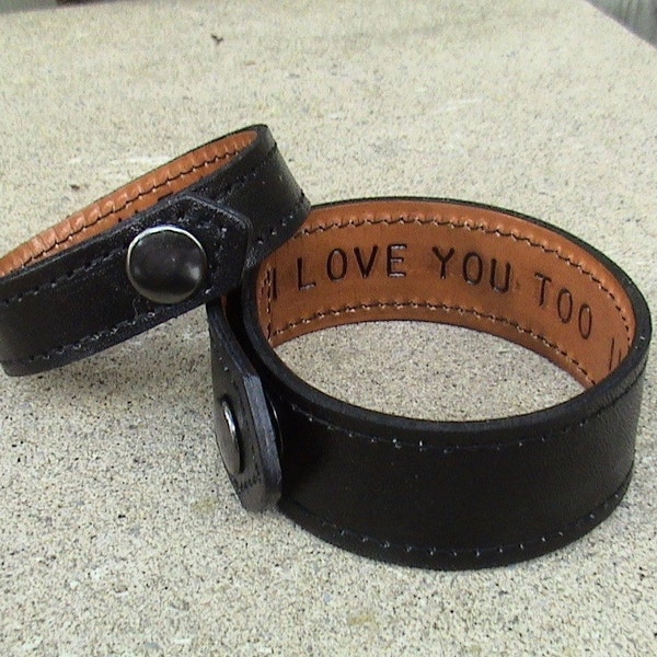 His and Hers - FOR YOUR EYES ONLY - Leather Wristbands - set of 2