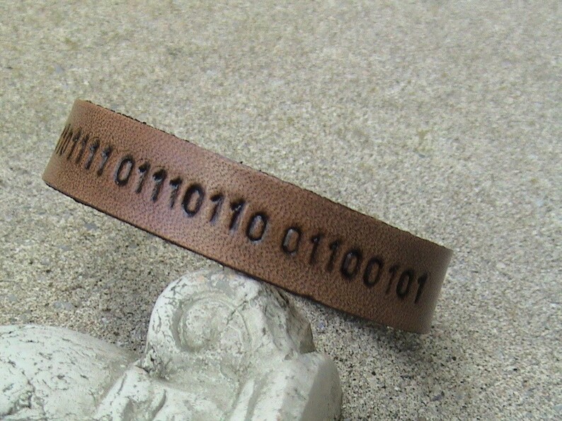 Custom BINARY CODE Leather Wristband 5/8 Inch Wide Band Etsy