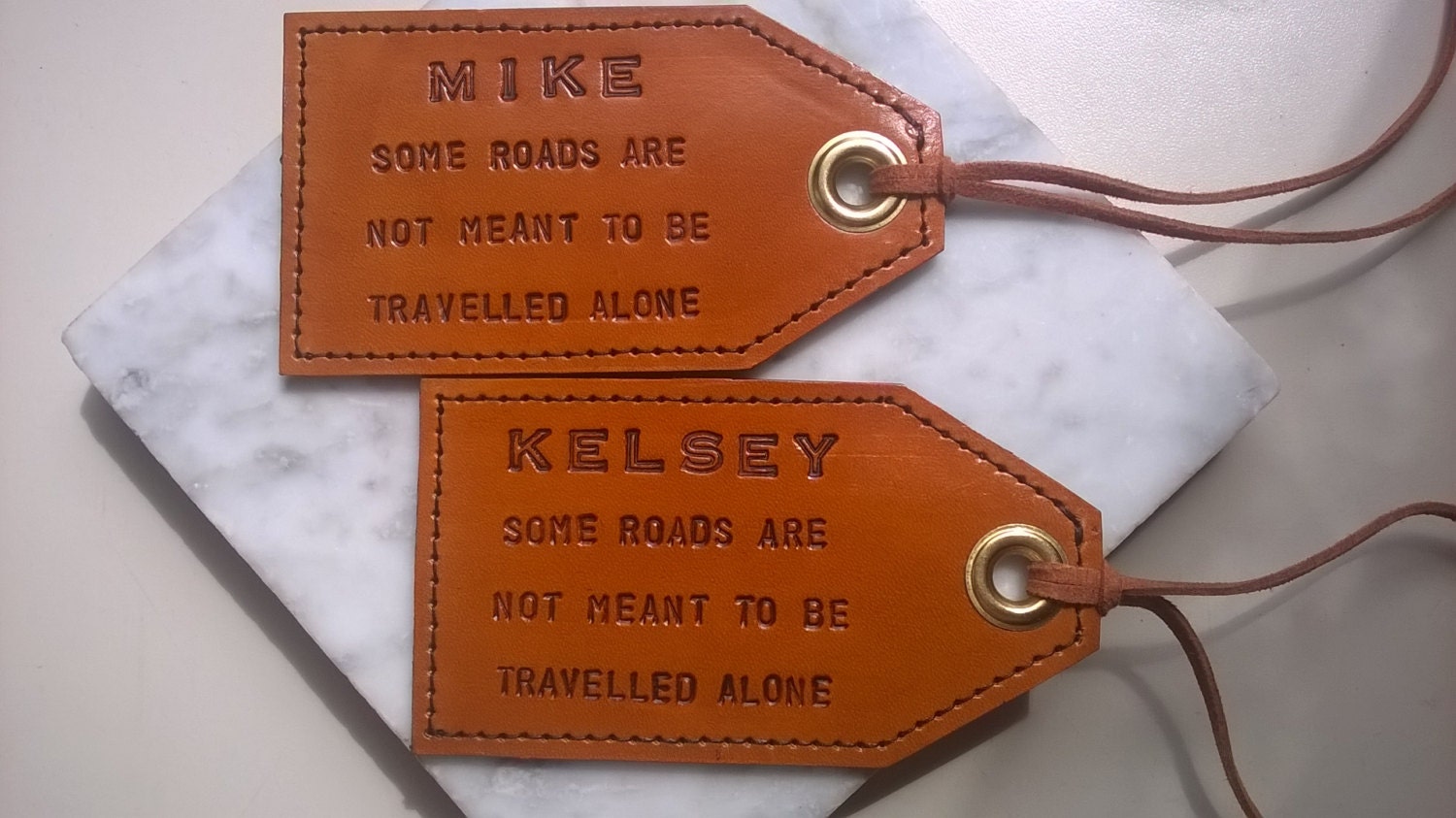 His and Hers 3rd anniversary Personalized Leather Luggage