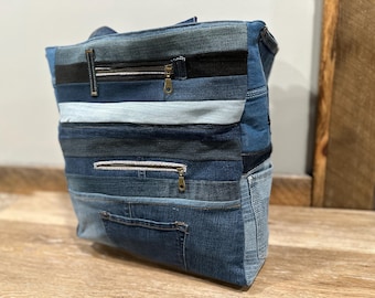Upcycled Denim Tote Bag, Eco-Friendly Fashion