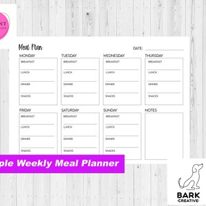 Afdrukbare wekelijkse maaltijdplanner | Prepplanner voor gezinsmaaltijden| Voedingsdagboek | Maaltijdtracker | Voedseldagboek | Direct downloaden | Bewerkbare PDF