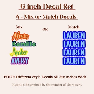 Name Decals, Name Vinyl Decals, Vinyl Name Stickers, Decals for Crafts, Decals for School, Decals for Weddings, Decals for Parties