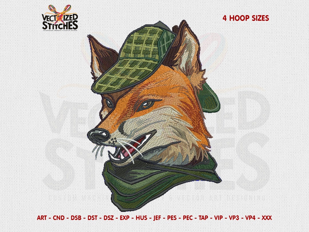 Red Fox Face Machine Embroidery Design Clever Fox Cartoon Digitizing 4 ...