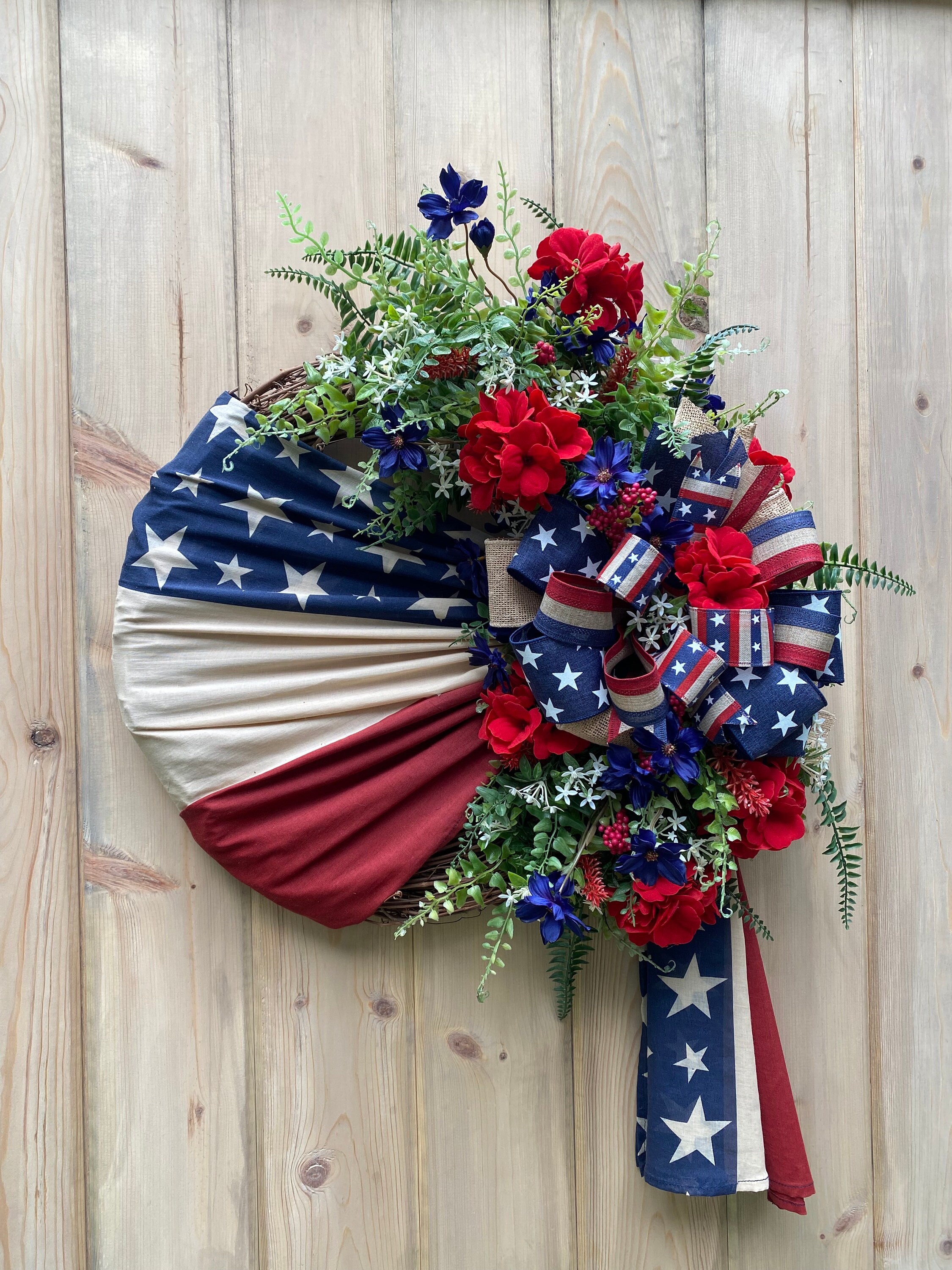 Patriotic Wreath for Front Door, 4th of July Wreath, Summer Wreath ...