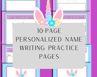 Personalized Name Practice Writing Sheets Printable Name Practice Writing Preschool and Kindergarten Name Tracing Homeschool Name Writing