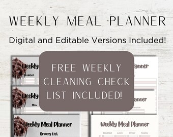 Planificateur de repas hebdomadaire modifiable et liste de courses