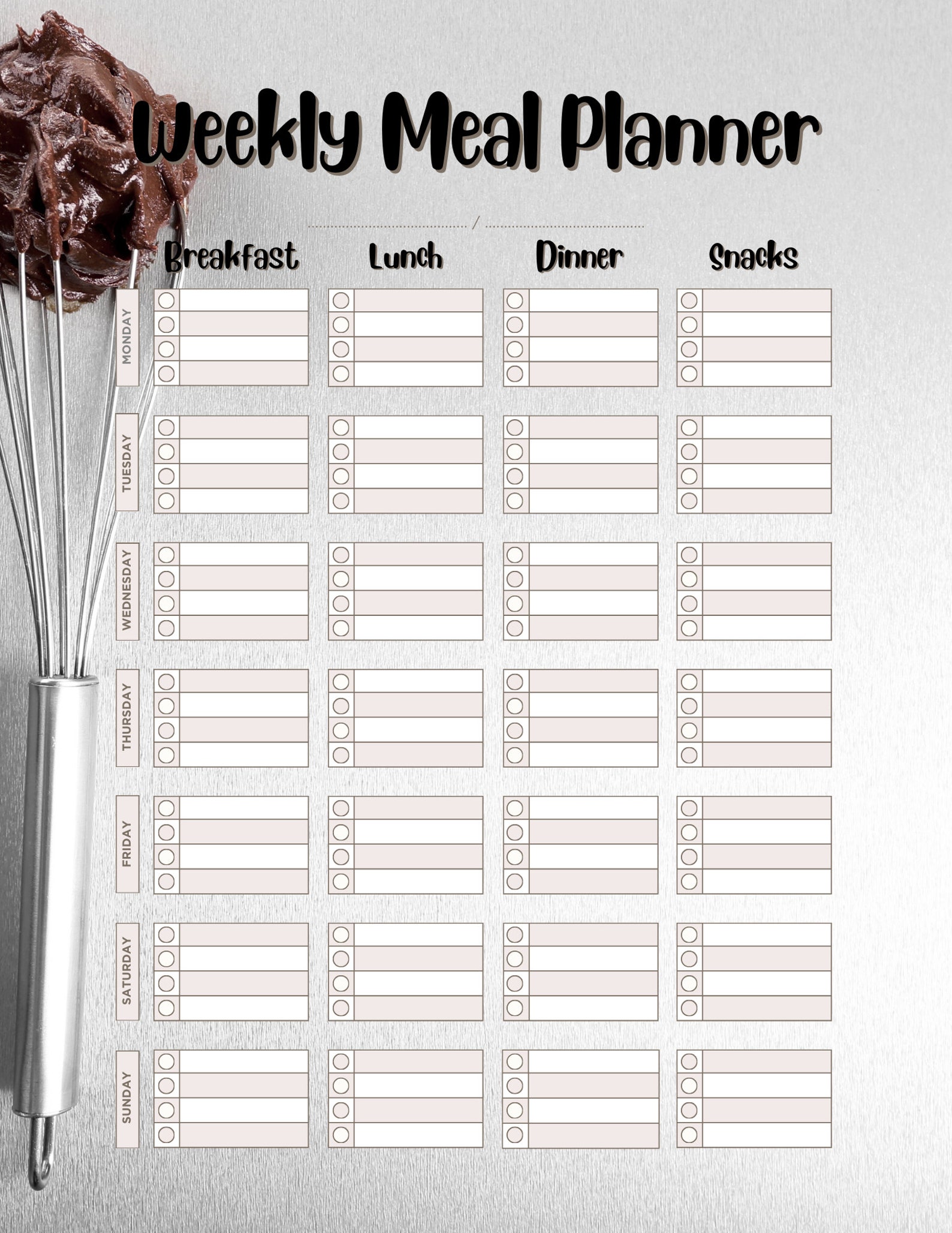 Editable Weekly Meal Planner and Grocery List Digital Easy Meal ...