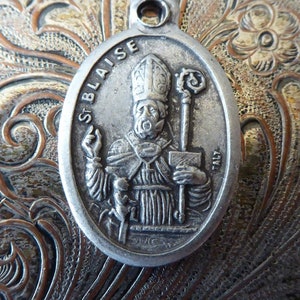 Saint Blaise / Biagio Heilige italienische religiöse Medaille Beschützer der wilden Tiere, Schutzpatron der Menschen mit Halsbeschwerden, bitte für uns