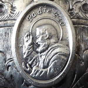 Italian Religious Miraculous Medal Padre Pio Of Pietrelcina Pray For Us, Sacred Gifts Of Stigmata & Bilocation Patron Saint Of Unborn Babies image 1