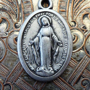 Polierte ovale italienische wunderbaren Medaille der unbefleckten Empfängnis 1830 Jungfrau Maria Mutter Gottes, katholische Anhänger Halskette