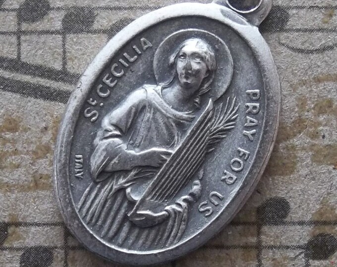 Saint Cecilia Italian Silver Medal Patron Saint of Musicians & Church ...