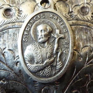 Basque Catholic Religious Medal Saint Francis Xavier Patron Of Foreign Missions, Holding Holy Cross Catholic Holy Medallion, Cincinnati Ohio