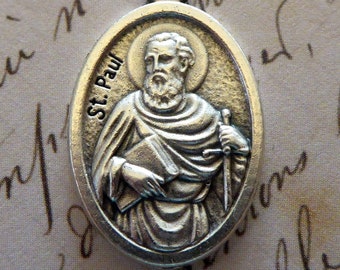 Saint Paul Patron Of Writers, Musicians, Journalists, Protector From Poisonous Snakes & Hailstorms Silver Italian Catholic Religious Medal