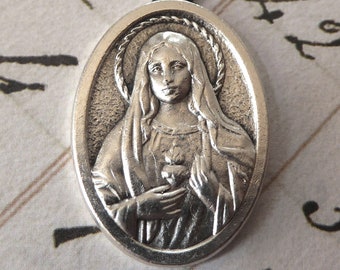 Rosaire Médaille Miraculeuse En Argent 925 Massif Rhodié - Chaîne Longue GOGO - Neuf Avec étiquettes