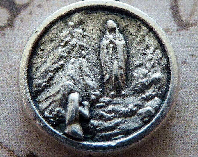 Tiny Our Lady of Lourdes Italian Religious Medal Blessed Virgin Mary ...