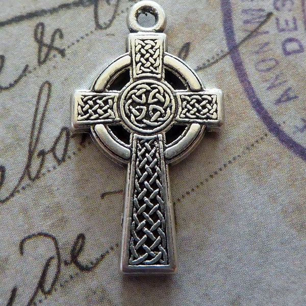 Small Celtic Cross Miraculous Medal Pendant, RARE Celtic Trinity Knot With Nimbus Insular Art Interlace Ireland Irish Saint Patrick Catholic