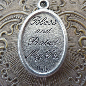 Bless And Protect My Pet ID Tag Medal Saint Francis Of Assisi - Protector Of Animals Italian Catholic Pendant Charm Medallion Rare & Unusual