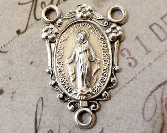 Rosary Center Italian Religious Miraculous Medal Of The Immaculate Conception 1830 Blessed Virgin Mary Mother Of God Scrollwork Floral Frame