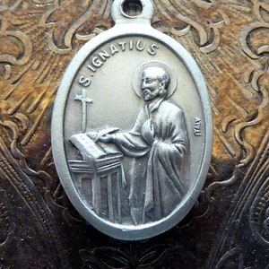 Saint Ignatius Catholic Religious Medal - Patron Of Basque Country, Soldiers & Educators, Jesuit Society of Jesus - Vintage Italian Pendant!