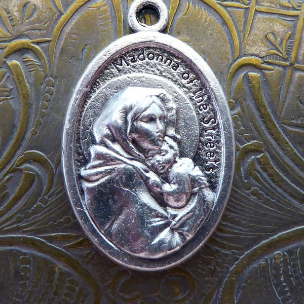 Madonnina Italian Religious Medal - Madonna Of The Streets Blessed Virgin Mary - Our Lady Holy Medallion - Catholic Pendant Necklace Charm