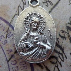 Saint George & Sacred Heart Jesus Catholic Religious Italian Medal Charm - Protector Of England And Catalonia, Patron Of Soldiers Boy Scouts