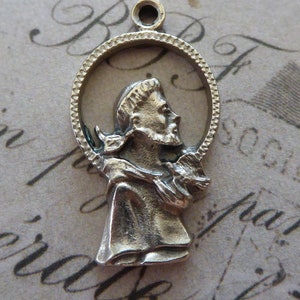 Figural Saint Francis Of Assisi Italian Catholic Holy Medal Protector Of Animals With Dove, Made In Italy, Patron Of Pet Lovers, Pray For Us