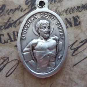 Saint Dismas Le Bon Voleur PRIEZ POUR NOUS Médaille Religieuse Italienne Patron Des Prisonniers, Voleurs Réformés, Croque-morts - Pendentif Collier Saint