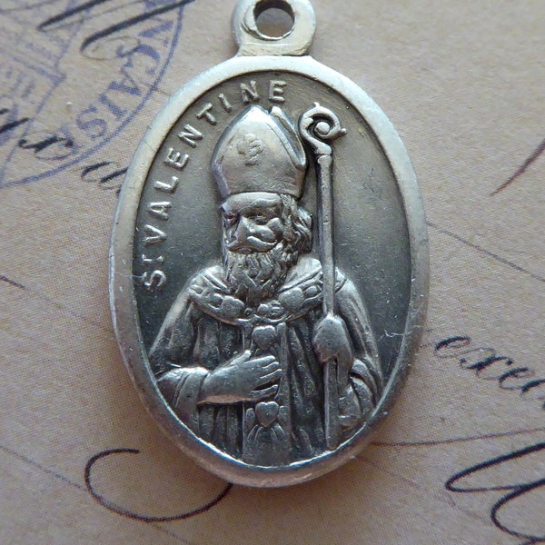 Saint Valentine Day Pray For Us Religious Italian Medal Pendant Patron Of Engaged Couples, Bee Keepers, Happy Marriages Lovers, Young People