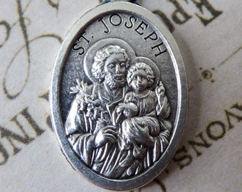 Saint Joseph Pray For Us, Catholic Pendant Italian Religious Medal Protector Of Fathers & Dads, Carpenters, Patron St. Of Workers, Craftsmen