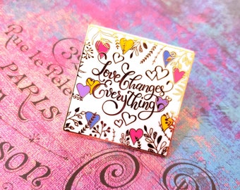 Love Changes Everything Hard Enamel Pin - The Ex Voto Project, Devoted Darlings Miracle Society Members Only, St. Valentine Hearts Rose Gold