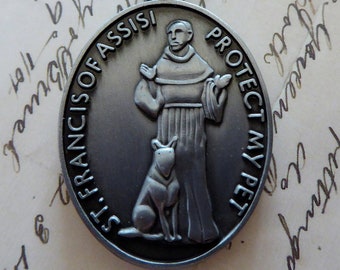 Saint Francis Of Assisi Protect My Pet, Guardian Of Animals - With St. Anthony Pray For My Pet, Patron Of Lost Things - Heavy ID Tag Badge