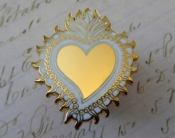 Corazón De Oro, Heart Of Gold Hard Enamel Pin, The Ex Voto Project, Devoted Darlings Miracle Society Members Only St. Valentine Gold Milagro