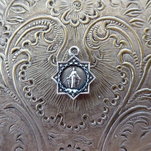 Tiny Silver Star Catholic Baby Necklace Pendant Miraculous Medal Of The Immaculate Conception - Blessed Virgin Mary Mother Religious Charm