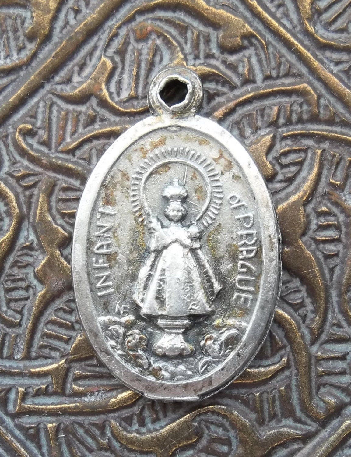 Royal Blue Enamel Italian Catholic Silver Miraculous Medal of the