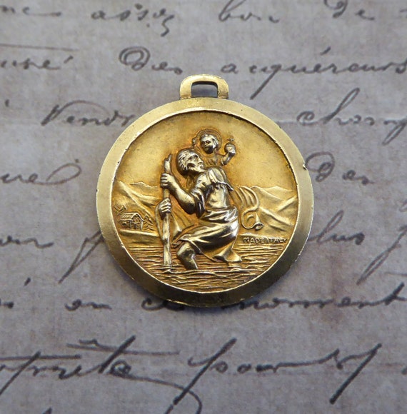 Vintage Gold Italian Saint Christopher 