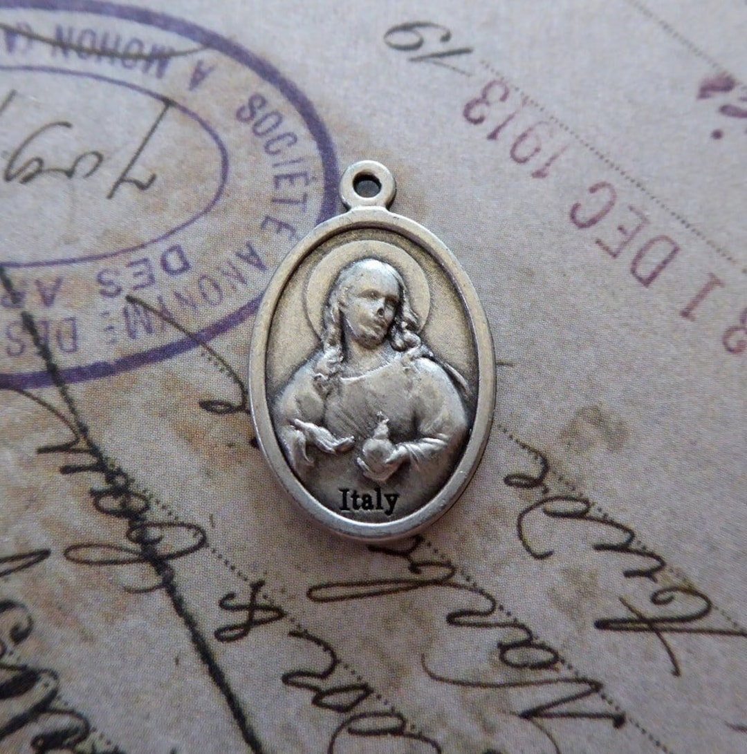 Sacred Heart of Jesus Catholic Silver Italian Religious Pendant ...