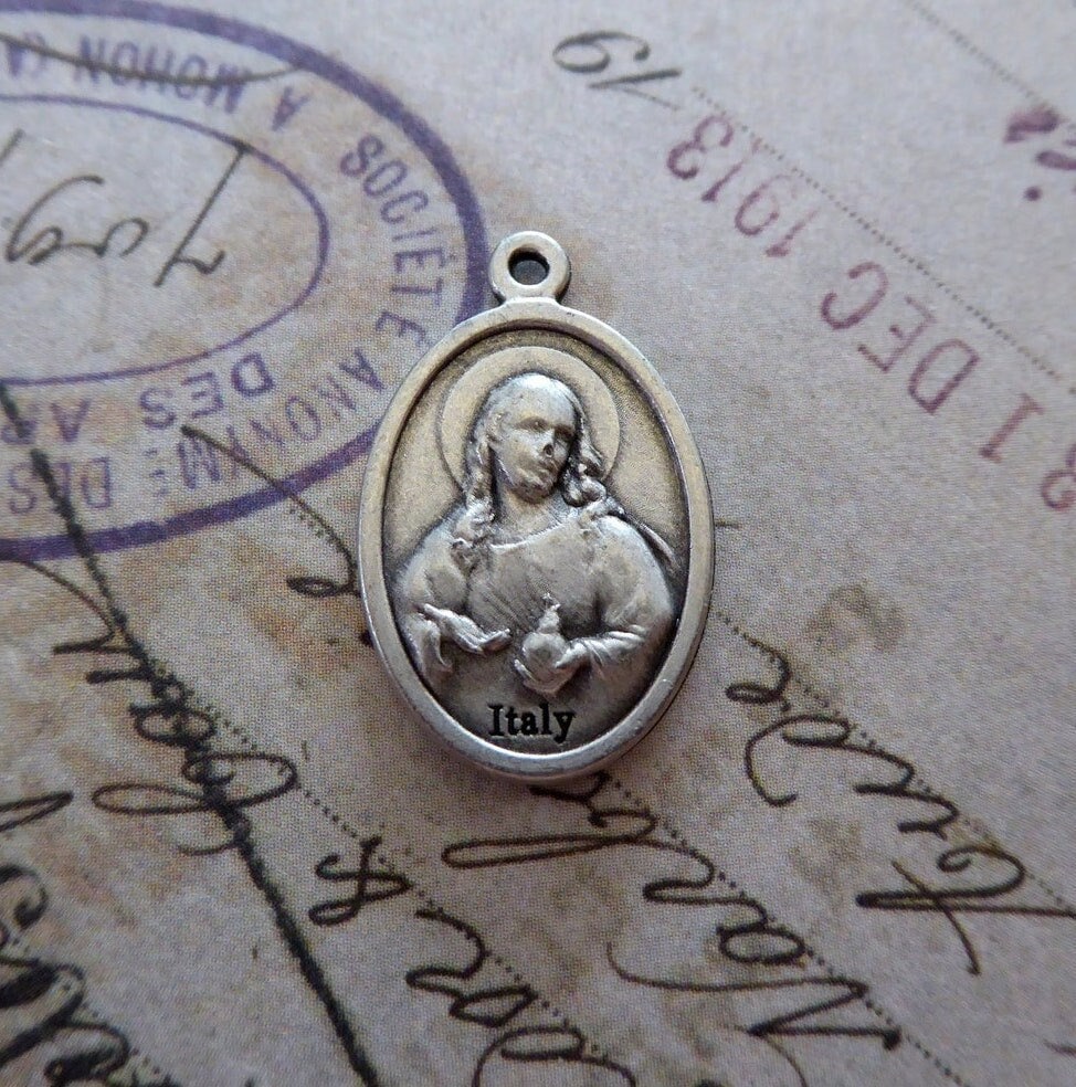 Sacred Heart of Jesus Catholic Silver Italian Religious Pendant ...