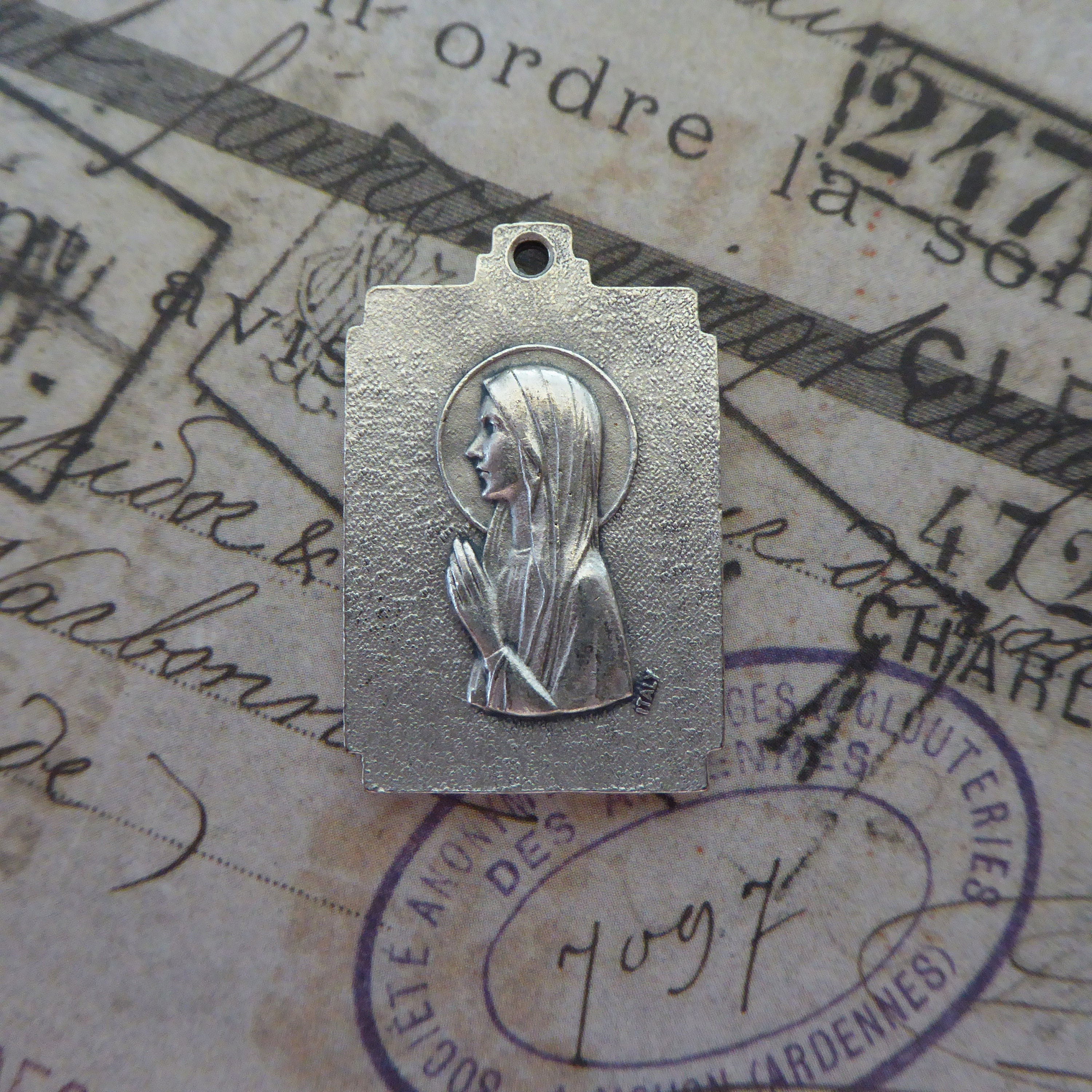 Matte Silver Our Lady of Lourdes Holy Religious Medal Blessed Virgin ...