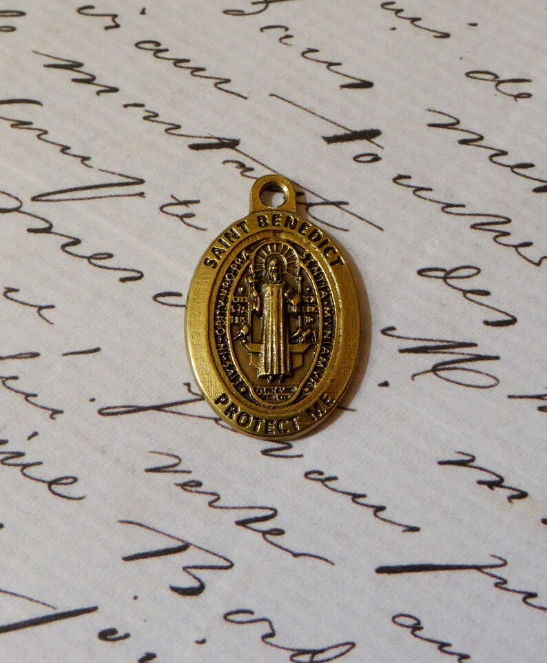 Saint Benedict Protect Me Bronze Italian Medal Catholic Etsy